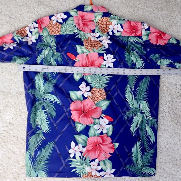 Royal Creations Hawaii Men's Large Aloha Shirt Hibiscus Pineapple Orchid Vintage - Picture 5 of 7